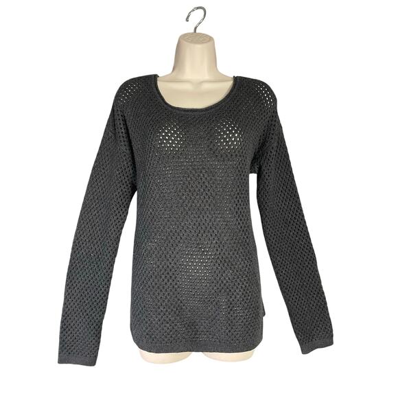 Harper Lane‎ Open Knit Sweater Women’s Large Black Long Sleeve Boho Pullover - Picture 1 of 9